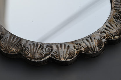 Gorgeous Turkish 900 Silver Wedding Mirror with Repousse Floral Scallop Design4