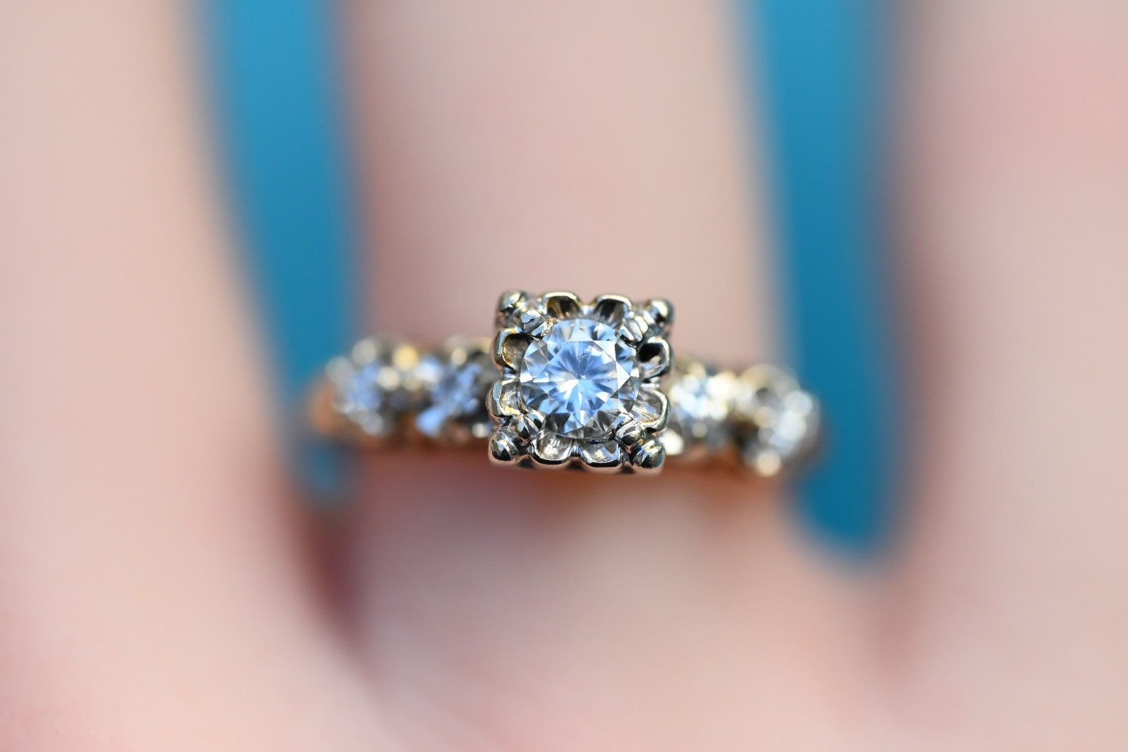 Superb Antique Early 1900s Natural Diamond & 14k Yellow Gold Ring4