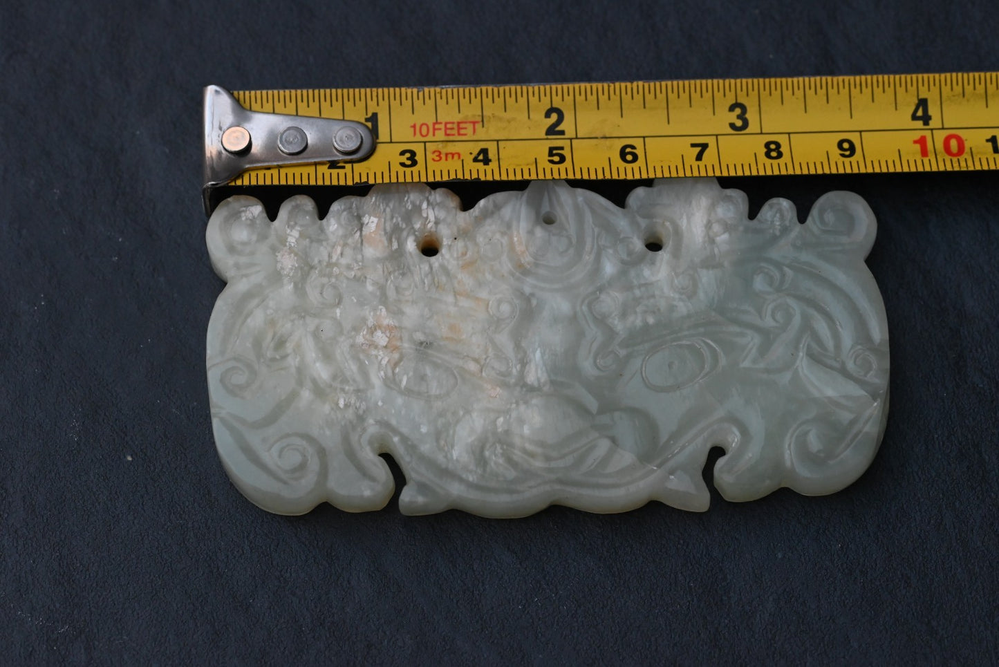 Vintage 20th Century Chinese Jade Pendant of Dragon Face2