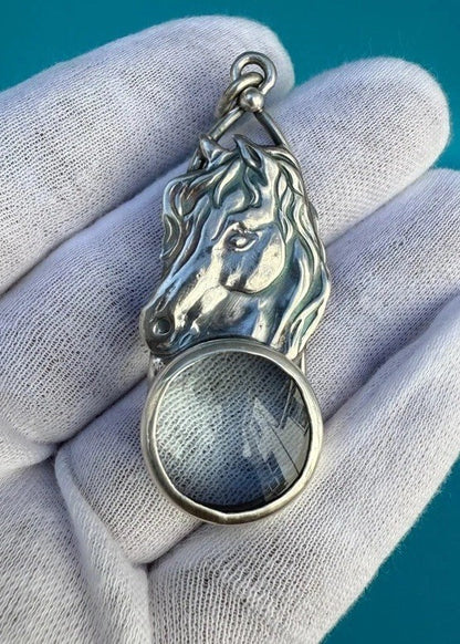 Elegant Vintage Signed Sterling Silver Southwest Jewelers Loupe W/ Horse1