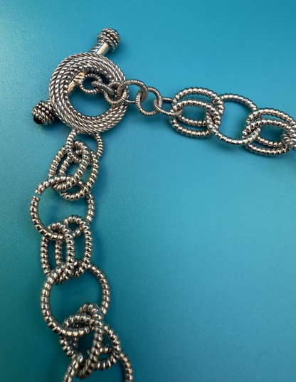 Genine Judith Ripka Sterling Silver Textured Rolo Link Chain Necklace2