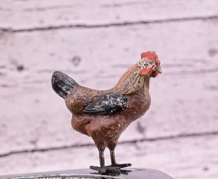 Wonderful Antique Austrian Vienna Cold Painted Bronze Figure of Brown Hen13