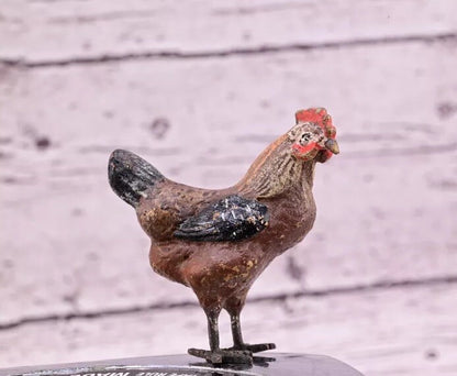 Wonderful Antique Austrian Vienna Cold Painted Bronze Figure of Brown Hen13