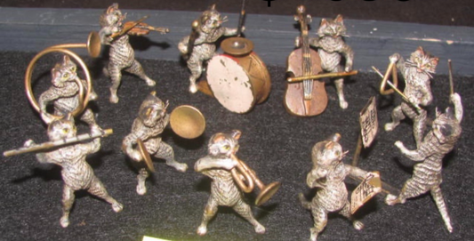 Rare Antique Franz Bergmann Austrian Vienna Cold Painted Bronze Cat Orchestra0