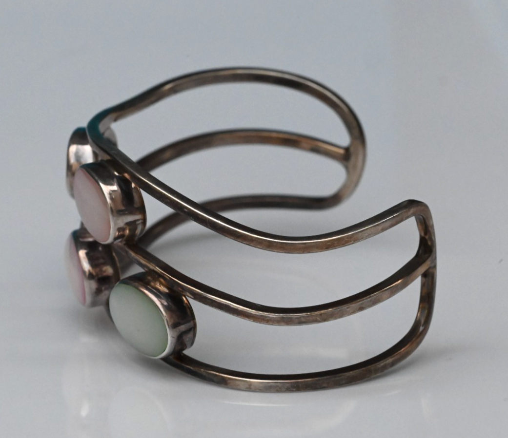 Multi-Band Sterling Silver Cuff Bracelet with Colorful Mother-of-Pearl Accents1