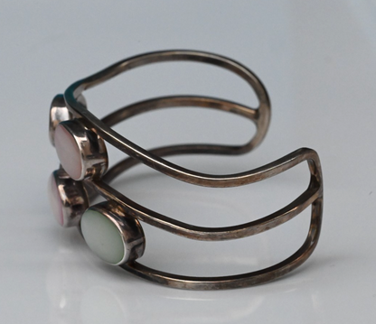 Multi-Band Sterling Silver Cuff Bracelet with Colorful Mother-of-Pearl Accents1