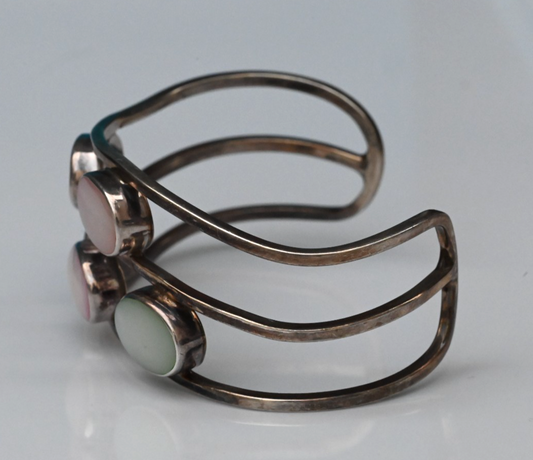 Multi-Band Sterling Silver Cuff Bracelet with Colorful Mother-of-Pearl Accents1