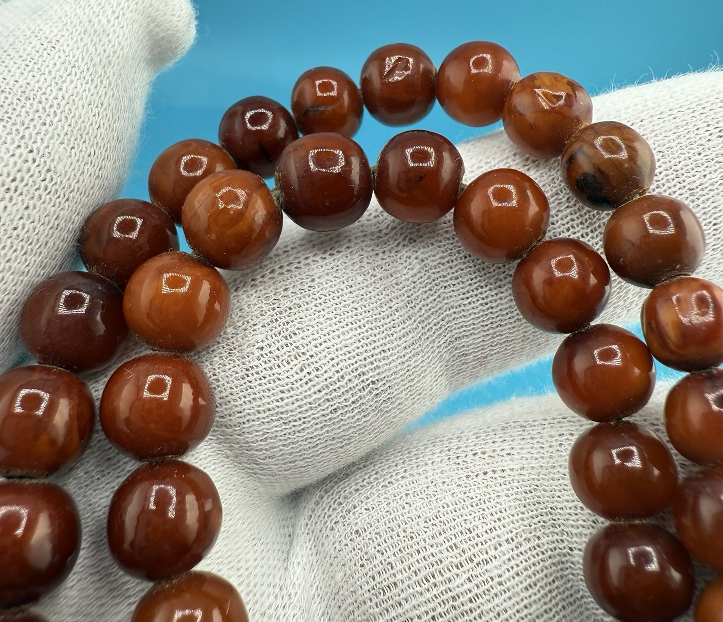 Gorgeous Dark Colored Natural Amber Necklace in Round Sphere Shape4