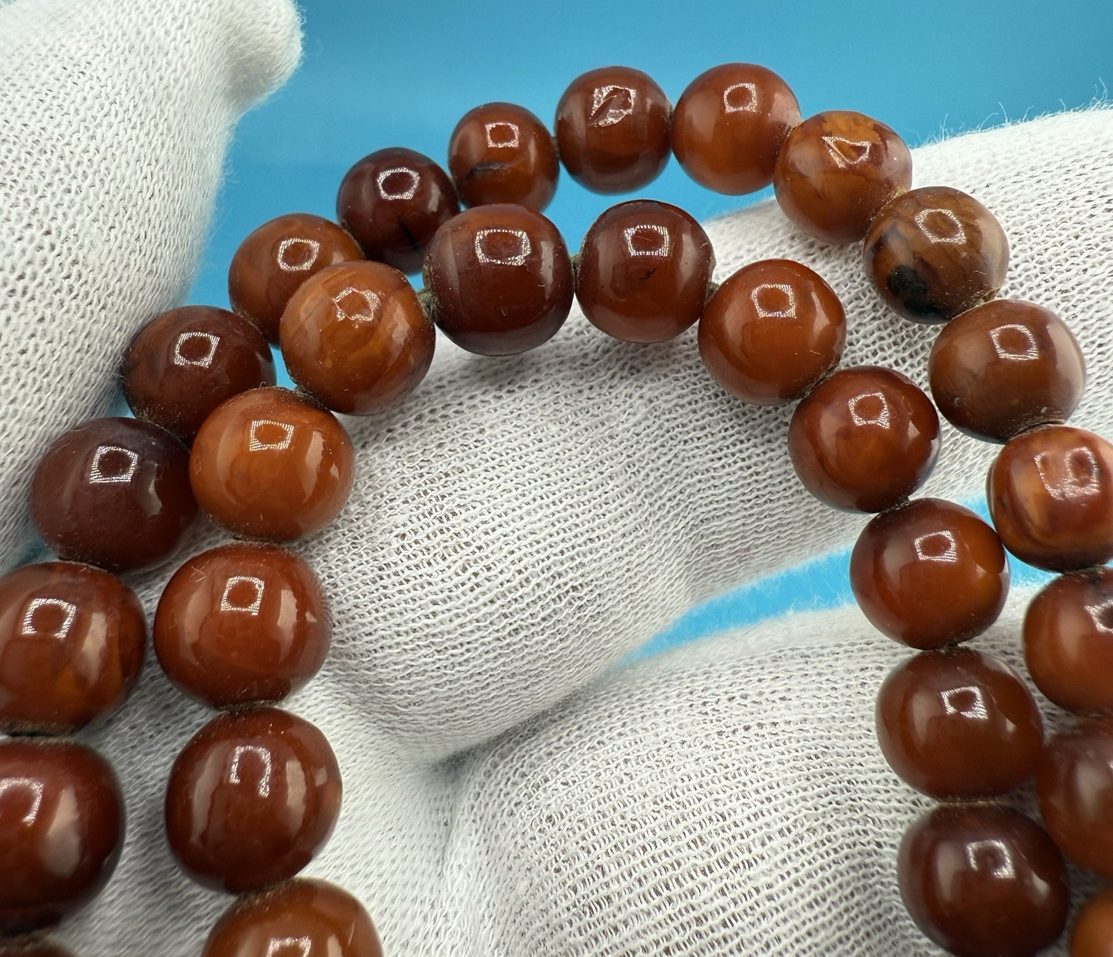 Gorgeous Dark Colored Natural Amber Necklace in Round Sphere Shape4