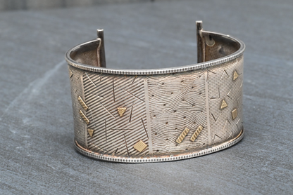 Retro Geometric Design Sterling Silver & 14K Cuff Bracelet by KIMBERLY KEYWORTH4