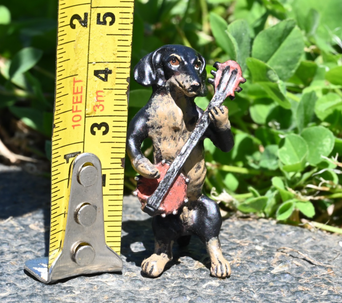 Fritz Bergmann Austrian Vienna Cold Painted Bronze Musical Dachshund w/ Banjo6