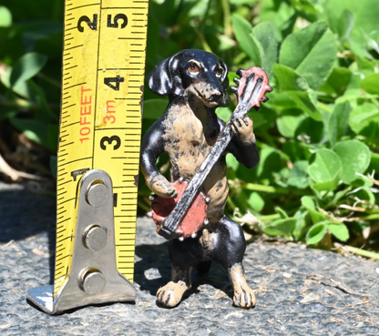 Fritz Bergmann Austrian Vienna Cold Painted Bronze Musical Dachshund w/ Banjo6