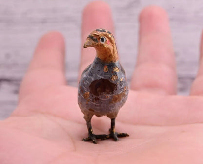 Cute Tiny Antique Austrian Vienna Cold Painted Bronze Figure of Game Bird0