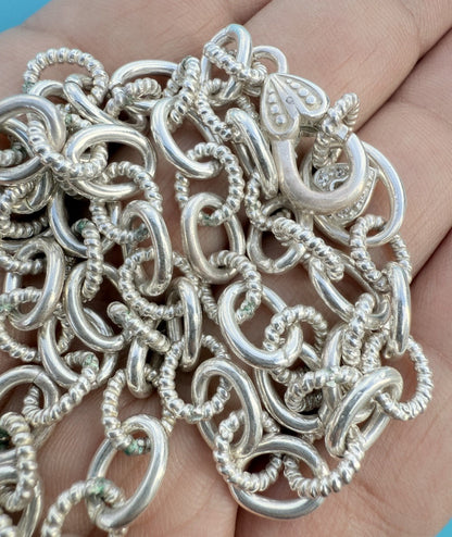 Genuine Judith Ripka Sterling Silver Textured Link Chain Necklace6