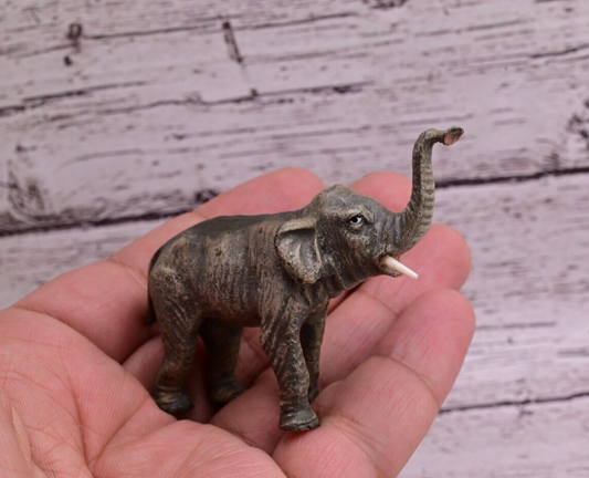 Detailed Old Antique Austrian Vienna Cold Painted Bronze Figure of Elephant0