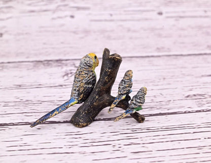 Gorgeous Antique Austrian Vienna Cold Painted Bronze Figure of Parakeet Family ￼4