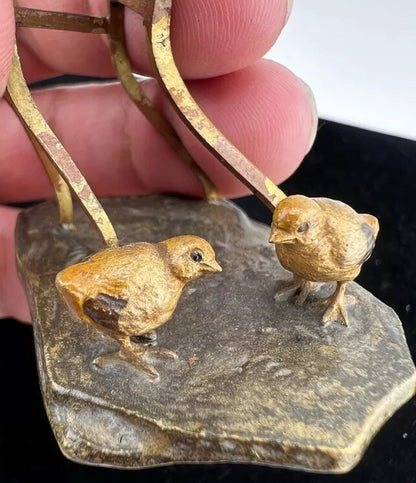 Unique Antique Austrian Vienna Bergmann Bronze Figure of Toddler & Baby Chicks5
