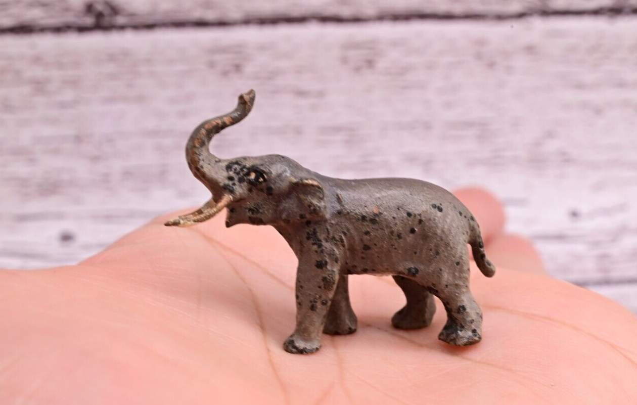 Original Tiny Antique Austrian Vienna Cold Painted Bronze of Elephant10