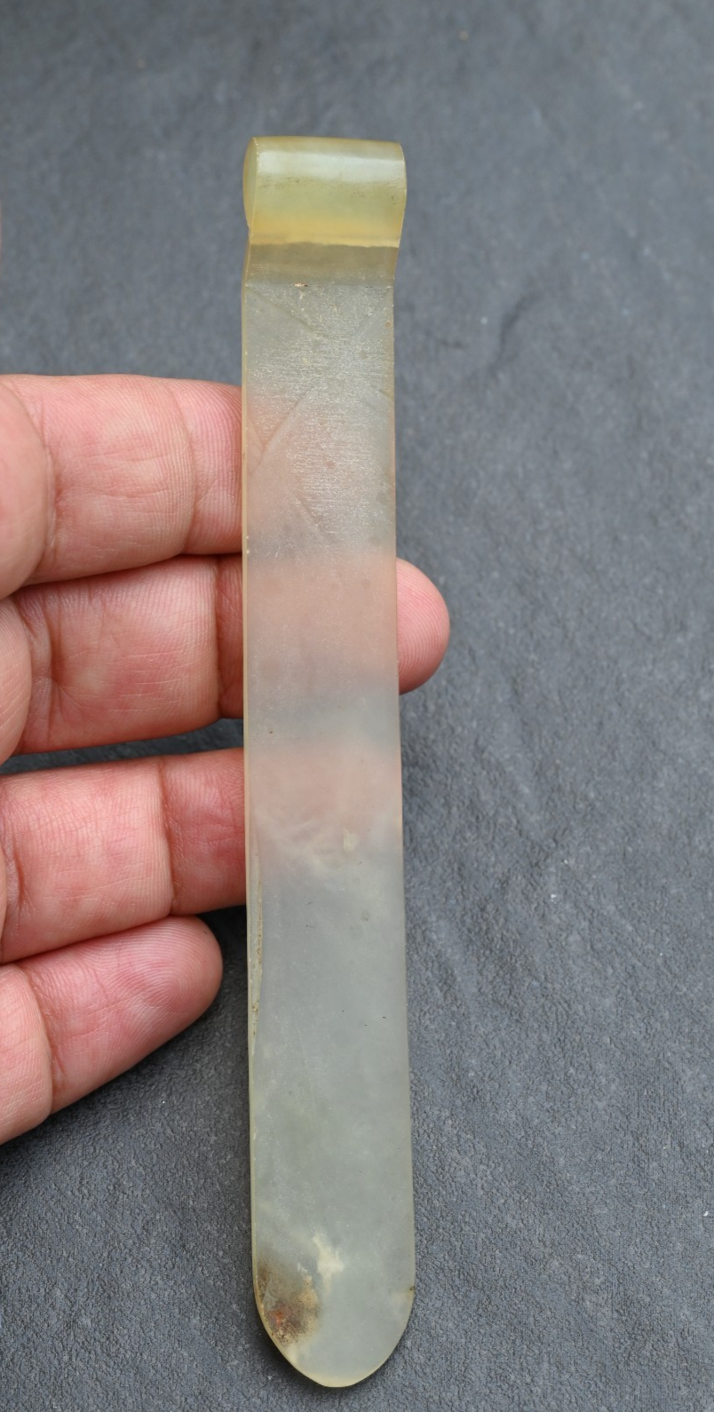 Translucent Chinese Antique Hand Carved Jade Precious Object Hairpin / Brushrest1