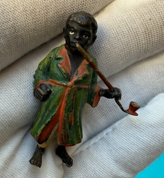 Rare Antique 19th C. / 1900s Austrian Vienna Cold Painted Rich Black Man Smoking1