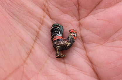Very Tiny Antique Austrian Vienna Cold Painted Bronze Figure of Miniature Roost0