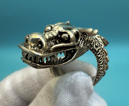 Wonderful Vintage Chinese / Japanese Sterling Silver Dragon Ring1