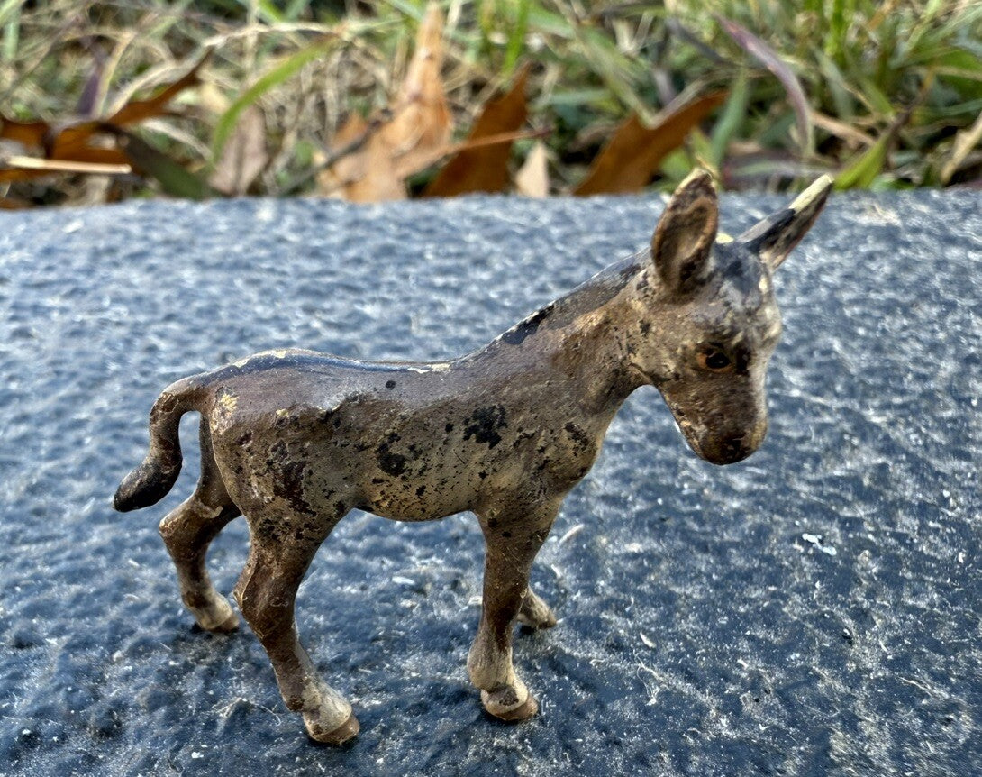 Cute Antique Austrian Vienna Cold Painted Bronze Figure of Young Donkey Foal7