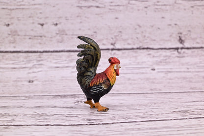 Superb Antique Austrian Vienna Original Bronze Finish Figure of Colorful Rooster1