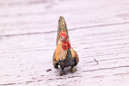 Amazing Antique Austrian Vienna Cold Painted Bronze Figure of Miniature Rooster13