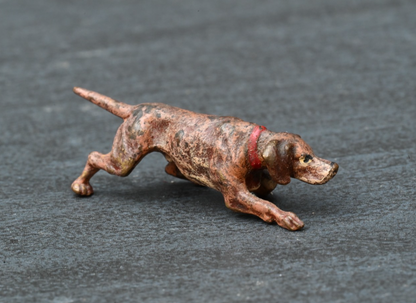 Miniature Antique Austrian Vienna Cold Painted Bronze Figure of Foxhound Dog2