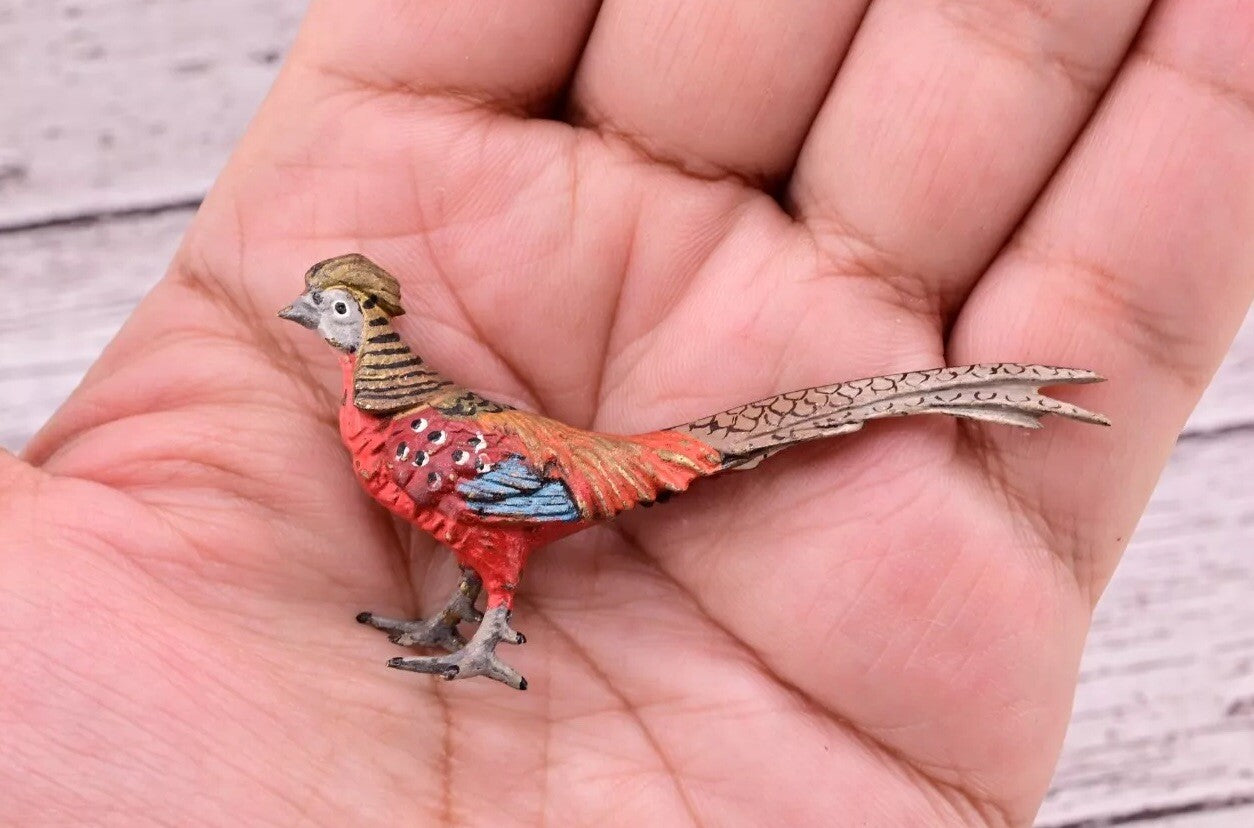 Amazing Antique Austrian Vienna Cold Painted Bronze Figure of Golden Pheasant4