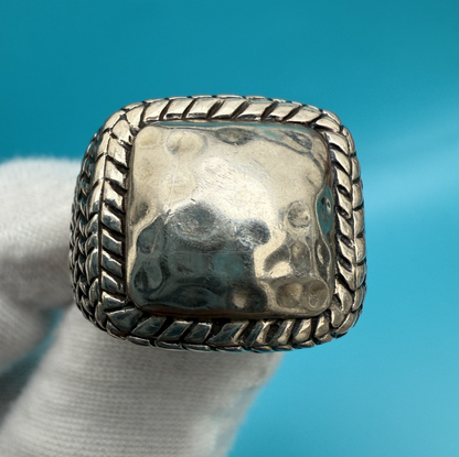 Retired Silpada Sterling Silver Hammered Braided Square Dome Ring0