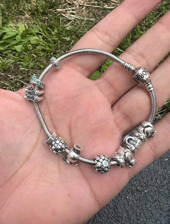 Gorgeous Vintage PANDORA Sterling Silver Charm Bracelet4