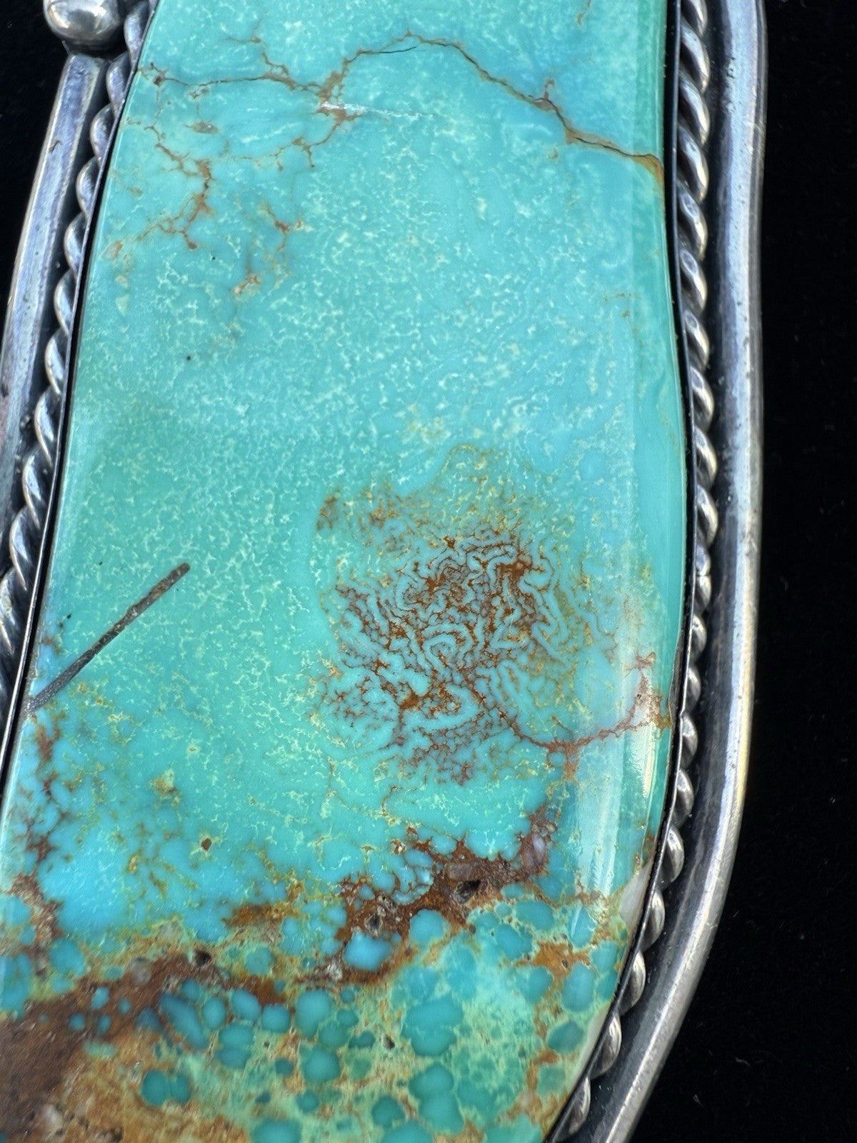 Amazing Native American Navajo Sterling Silver Turquoise Far Fetchel Bolo4