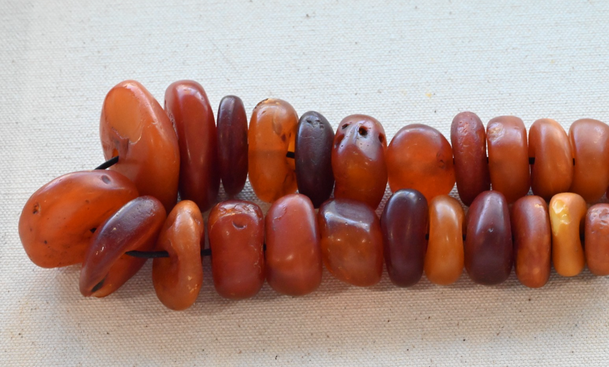 Large Antique Middle Eastern Baltic Butterscotch Amber Beaded Necklace 118 Gram12