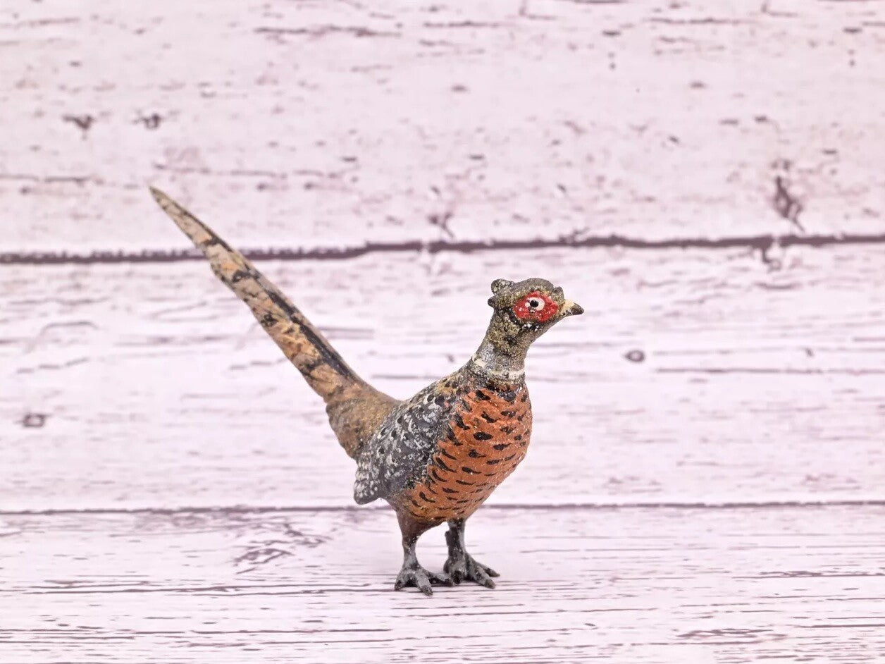 Amazing Antique Austrian Vienna Cold Painted Bronze Figure of Ring Neck Pheasant2