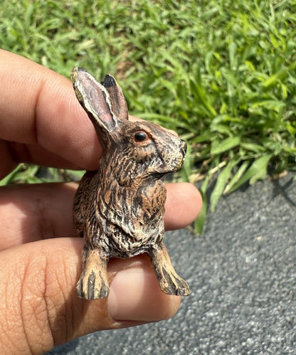 Life Like Antique Austrian Vienna Cold Painted Bronze of Brown Rabbit2