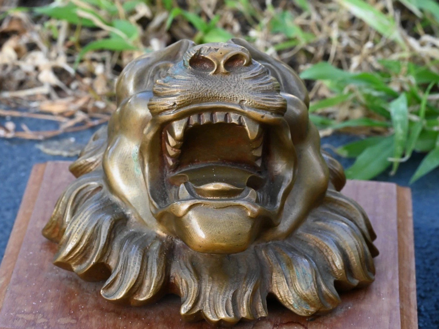 Superb Antique / Vintage Solid Bronze Lion Head Wall Ornaments3