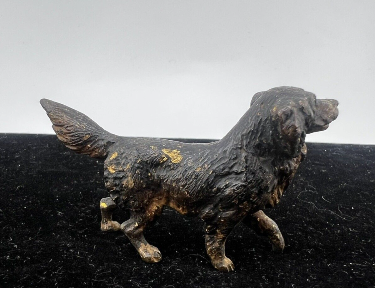 Antique Early 1900s Austrian Vienna Cold Painted Solid Bronze Black Labrador Dog2