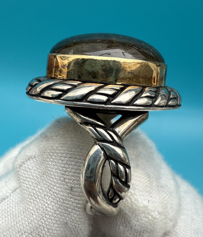 Carolyn Pollack/Relios Sterling Silver & 18k Gold Bezel Set Ring w/ Labradorite3