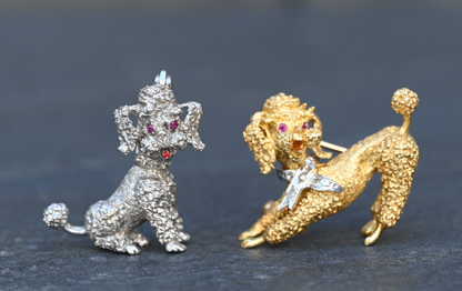 Stunning French 18K Yellow & 14K White Gold Poodle Brooch Pin / Pendant Dual Use4