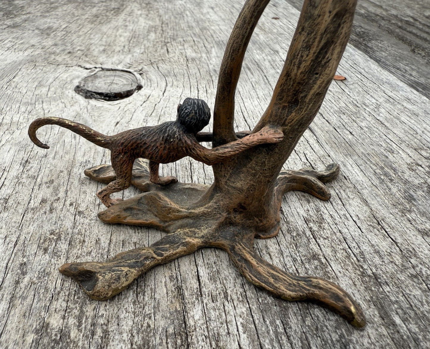 Large 20th C. Fritz Bergmann Austrian Vienna Bronze Group of Monkeys In Tree6