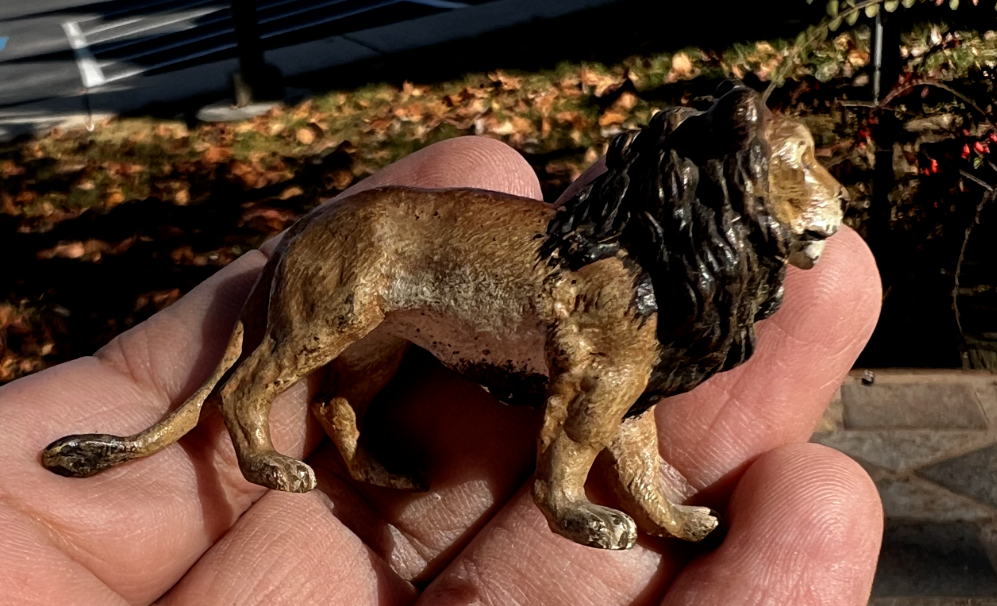 Antique Austrian Vienna Cold Painted Bronze Figure of Standing Lion8
