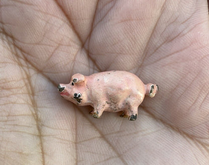Miniature Antique Austrian Vienna Cold Painted Bronze Figure of Pink Pig1