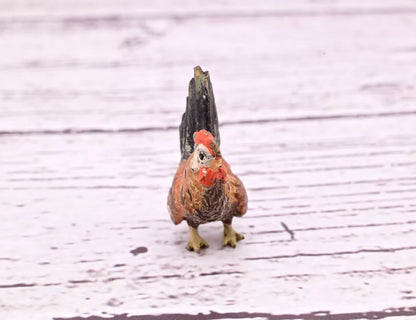 Original 1900s Antique Austrian Vienna Cold Painted Bronze of Tiny Rooster7