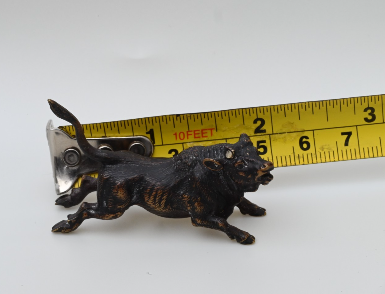 Original Antique Austrian Vienna Cold Painted Bronze Figure Running Black Bull9