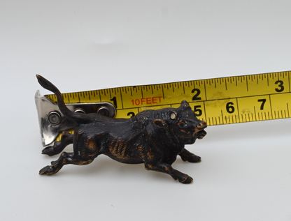 Original Antique Austrian Vienna Cold Painted Bronze Figure Running Black Bull9