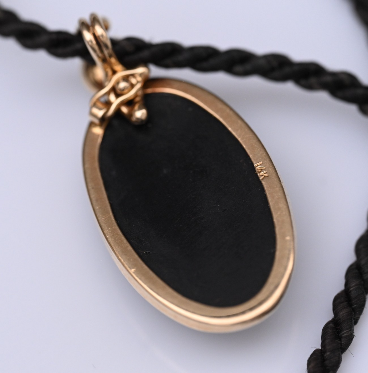 Antique Woven Hair Mourning Necklace Black Onyx & Pearl Pendant 14K Yellow Gold4