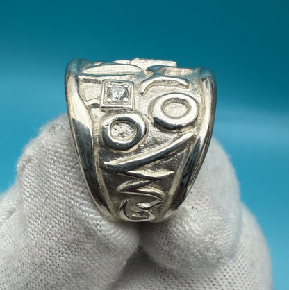 Gorgeous Abstract Vintage Sterling Silver Ring Signed SG1