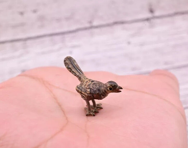 Very Old Antique Austrian Vienna Original Bronze Finish Figure of Miniature Bird4